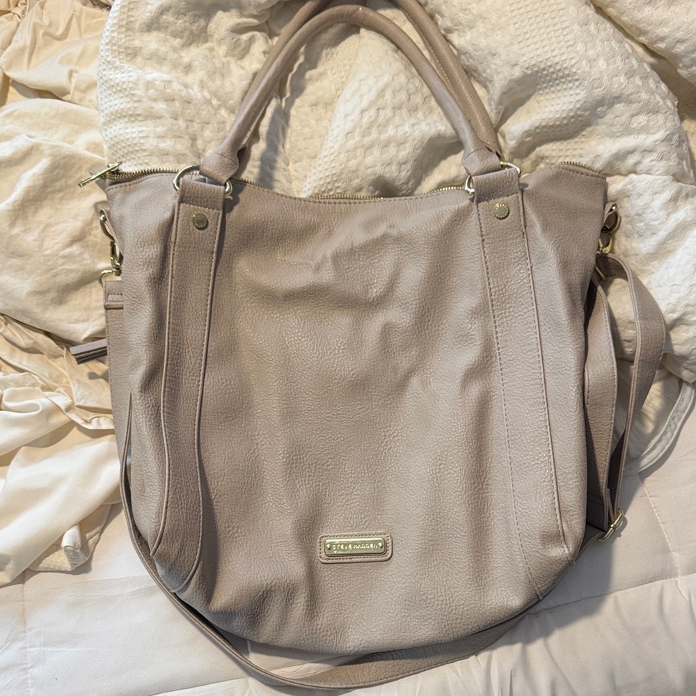 Steve Madden Light Beige Leather Tote